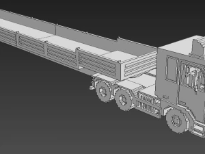Voxel Truck Flatbed Trailer 3D Model