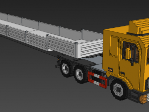 Voxel Truck Flatbed Trailer 3D Model