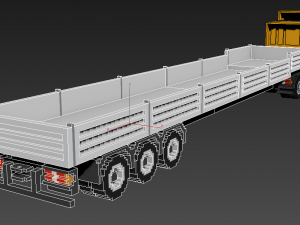 Voxel Truck Flatbed Trailer 3D Model