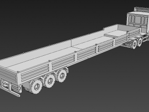 Voxel Truck Flatbed Trailer 3D Model