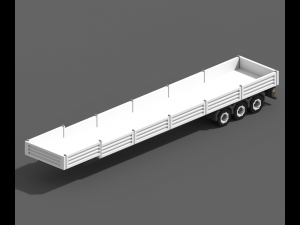 Voxel Truck Flatbed Trailer 3D Model