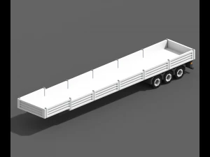 Voxel Truck Flatbed Trailer 3D Model