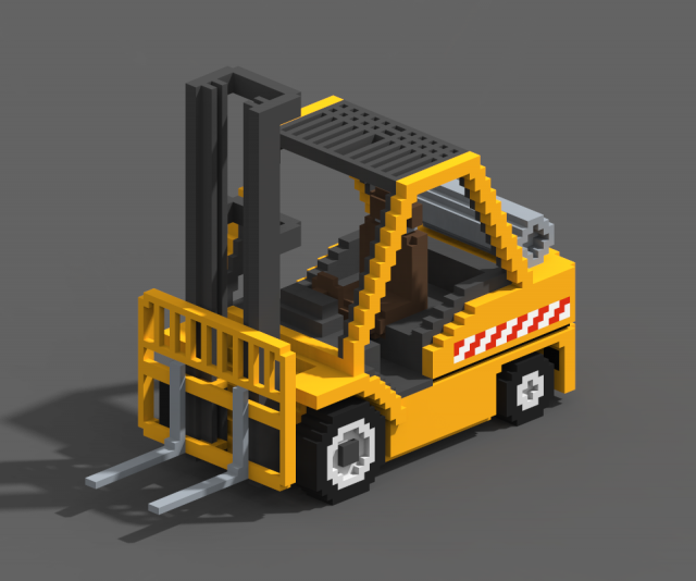 Voxel Forklift Model 3D .c4d .max .obj .3ds .fbx .stl .blend 
