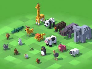 Voxel-dieren 3D Model