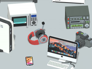 Voxel Electronics Pack 20 Items 3D Model