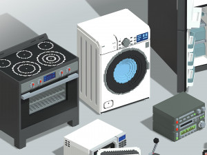 Voxel Electronics Pack 20 Items 3D Model