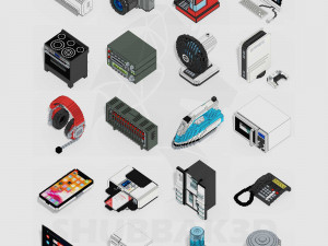 Voxel Electronics Pack 20 Items 3D Model