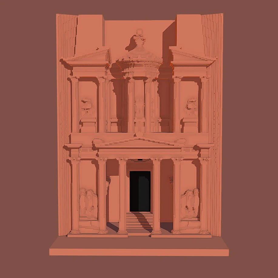 Voxel Treasury of Petra 3D Model .c4d .max .obj .3ds .fbx .stl .blend