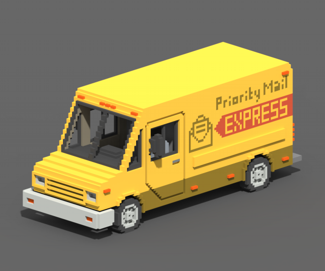Voxel Mail Van Modèle 3D .c4d .max .obj .3ds .fbx .stl .blend 