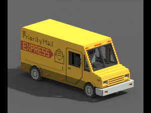 Voxel Mail Van 3D Model