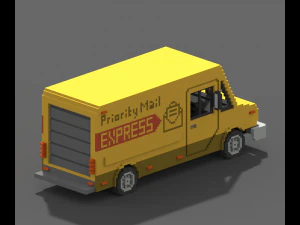 Voxel Mail Van 3D Model