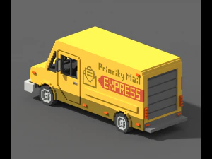 Voxel Mail Van 3D Model
