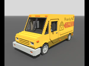Voxel Mail Van 3D Model