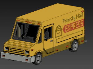 Voxel Mail Van 3D Model
