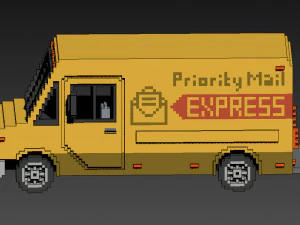 Voxel Mail Van 3D Model
