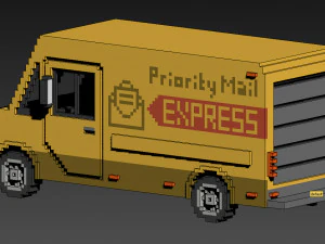 Voxel Mail Van 3D Model