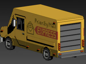 Voxel Mail Van 3D Model
