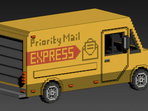 Voxel Mail Van 3D Model