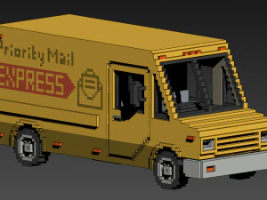 Voxel Mail Van 3D Model