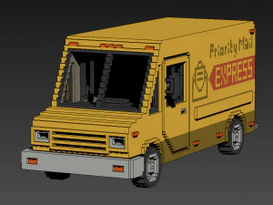 Voxel Mail Van 3D Model