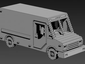 Voxel Mail Van 3D Model