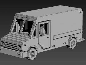 Voxel Mail Van 3D Model