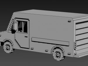 Voxel Mail Van 3D Model