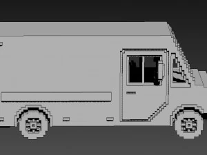 Voxel Mail Van 3D Model