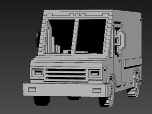 Voxel Mail Van 3D Model