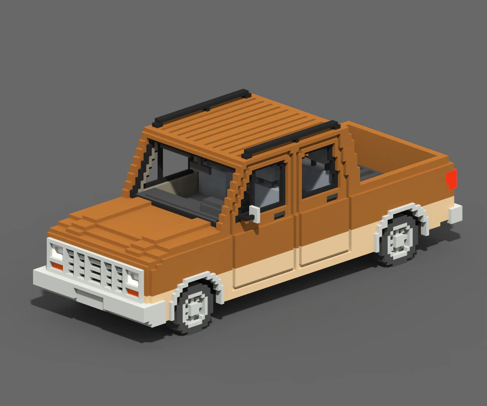 Voxel Long Pickup 3D Model .c4d .max .obj .3ds .fbx .stl .blend 