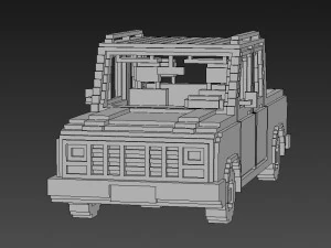 Voxel Long Pickup 3D Model