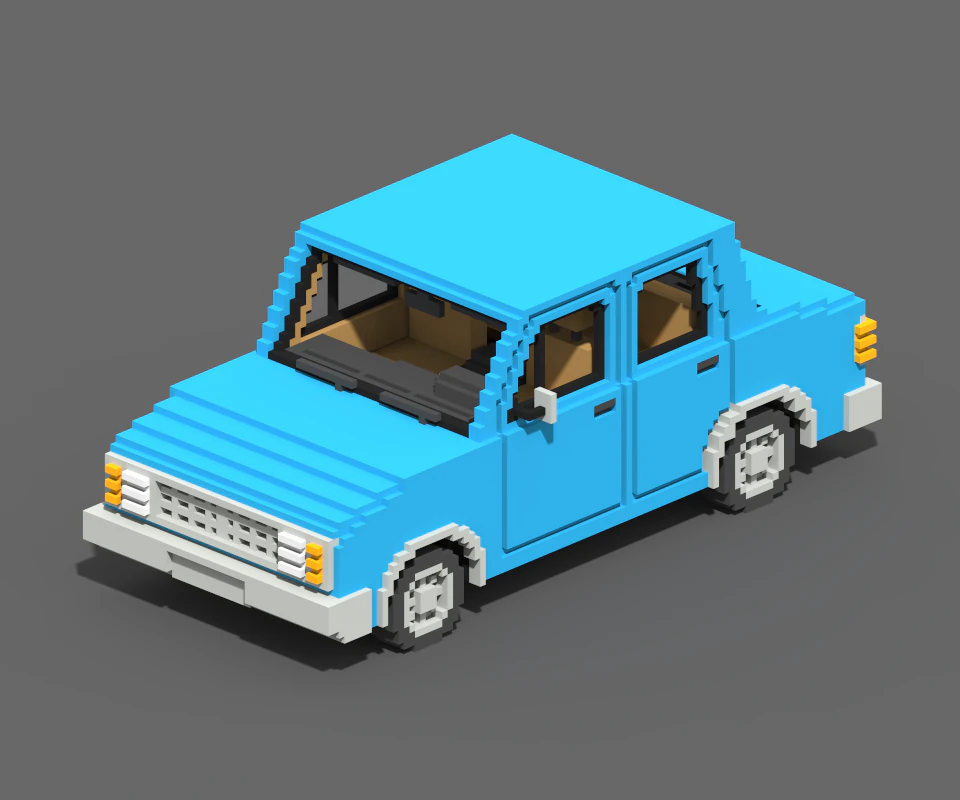 Voxel Sedan Car 3D Model .c4d .max .obj .3ds .fbx .stl .blend