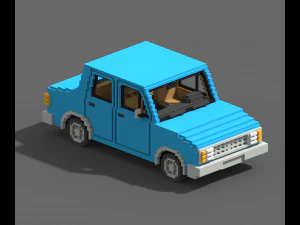 Voxel Sedan Car 3D Model