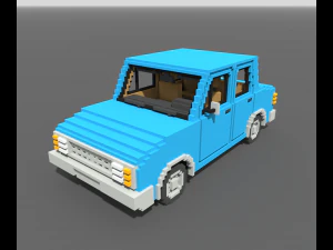 Voxel Sedan Car 3D Model