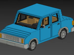 Voxel Sedan Car 3D Model