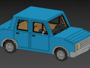Voxel Sedan Car 3D Model