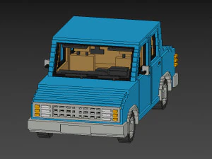 Voxel Sedan Car 3D Model