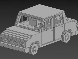 Voxel Sedan Car 3D Model