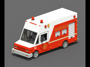 Voxel Fire Rescue Van 3D-Modell