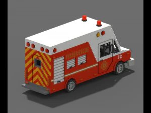 Voxel Fire Rescue Van 3D Model