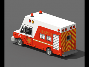 Voxel Fire Rescue Van Modelo 3D