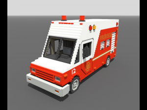 Voxel Fire Rescue Van Modelo 3D