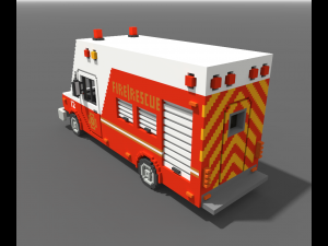 Voxel Fire Rescue Van Modelo 3D