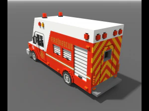 Voxel Fire Rescue Van 3D Model