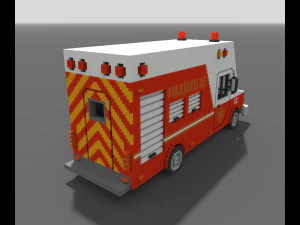 Voxel Fire Rescue Van 3D Model