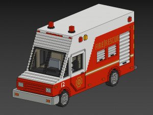Voxel Fire Rescue Van Modelo 3D