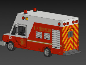Voxel Fire Rescue Van Modelo 3D