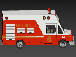 Voxel Fire Rescue Van Modelo 3D