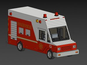 Voxel Fire Rescue Van Modelo 3D