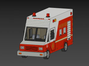 Voxel Fire Rescue Van 3D Model